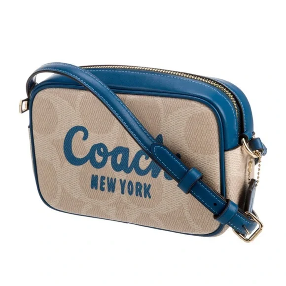 Coach Signature Beige and Blue Crossbody Bag - Picture 3 of 8